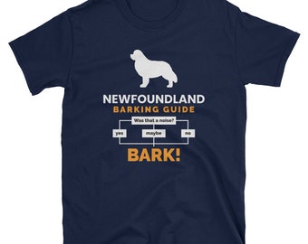 Newfoundland barking guide, Dog breed bark, Dog silhouette, Unisex T-Shirt