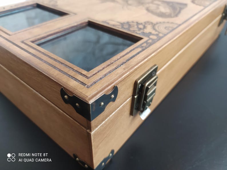 Custom 8-slot Watch Box in Steampunk Style , Handmade Wooden Watch Organizer, Gift For Zoomer image 4