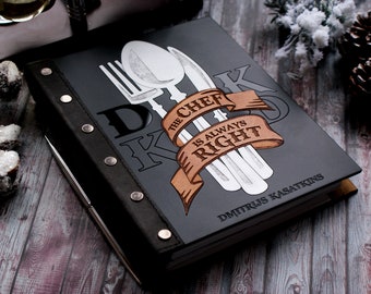 Customized Handmade Wooden Recipe Cookbook "Best Chef", Personalisierte Geschenk Für Ihn, Notizbuch Aus Holz "Bester Koch", Mothers Day Gift