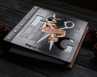 Custom Barber Gift, Handmade Wooden Notebook, Original Gift For Barber