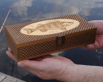 Perch Fishing, Custom Tackle Box, Fishing Design Gift, Vintage Style Fishing Accessory, Fish Scale Design, Fisherman Gift, Lure Collection