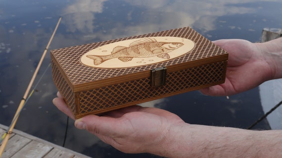 Custom Tackle Box perch , Best Gift for Fisherman, Handmade Wood