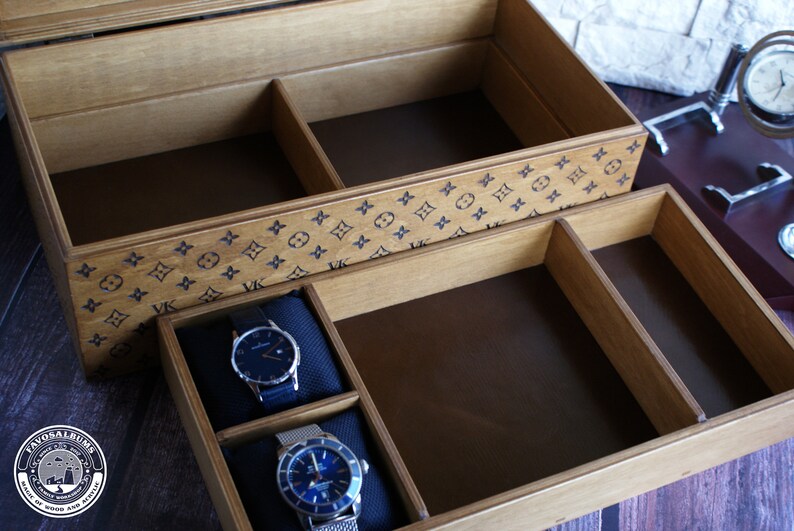 Handmade Wooden Organizer, Monogrammed Keepsake Box image 4