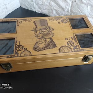 Custom 8-slot Watch Box in Steampunk Style , Handmade Wooden Watch Organizer, Gift For Zoomer image 1