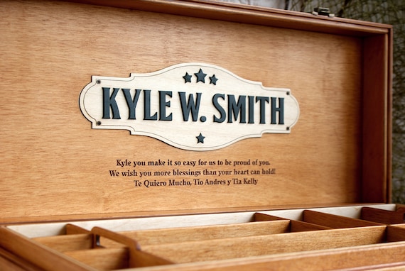 Personalized 100% Handmade Wooden Fishing Tackle Box Largemouth