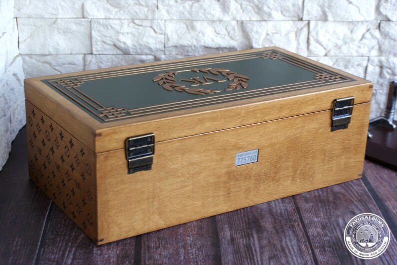Handmade Wooden Organizer, Monogrammed Keepsake Box image 8