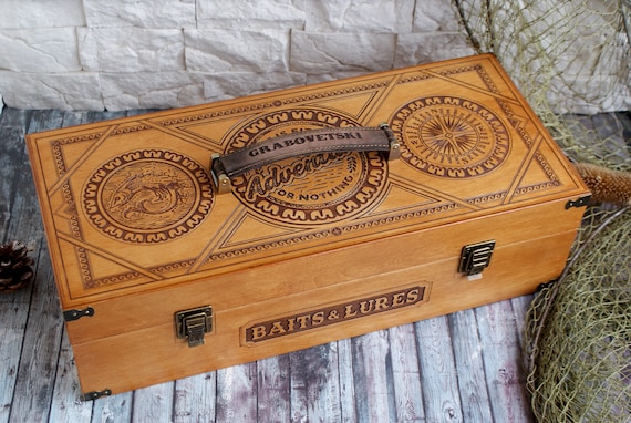 Customized 100% Handmade Fishing Wooden Tackle Box baits & Lures, Vintage  Wood Tool Box, VIP Gift, Fish Box -  Israel