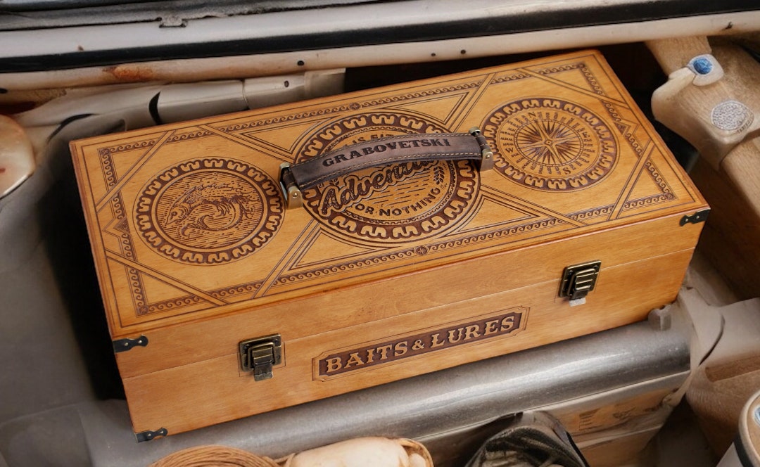 木製釣り具収納ボックスとパーツセット 釣り具 ケース パーツ ツールボックス 仕切式 カーキ MA-4028