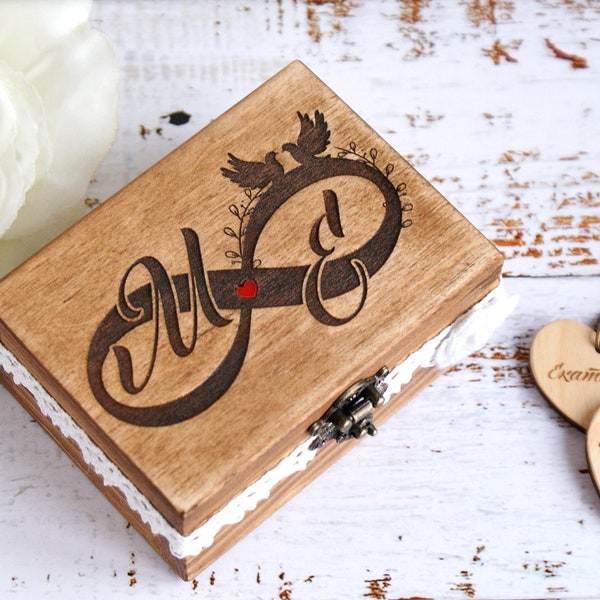 Customized Wood Wedding Ring Box "Endless love", Personalisiertes Hochzeitsring Holzbox, Wedding Box, Personalized Wooden Wedding Ring Box