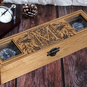 Personalized Eagle Watch Box, Handmade Wooden Watch Organizer, Monogrammed