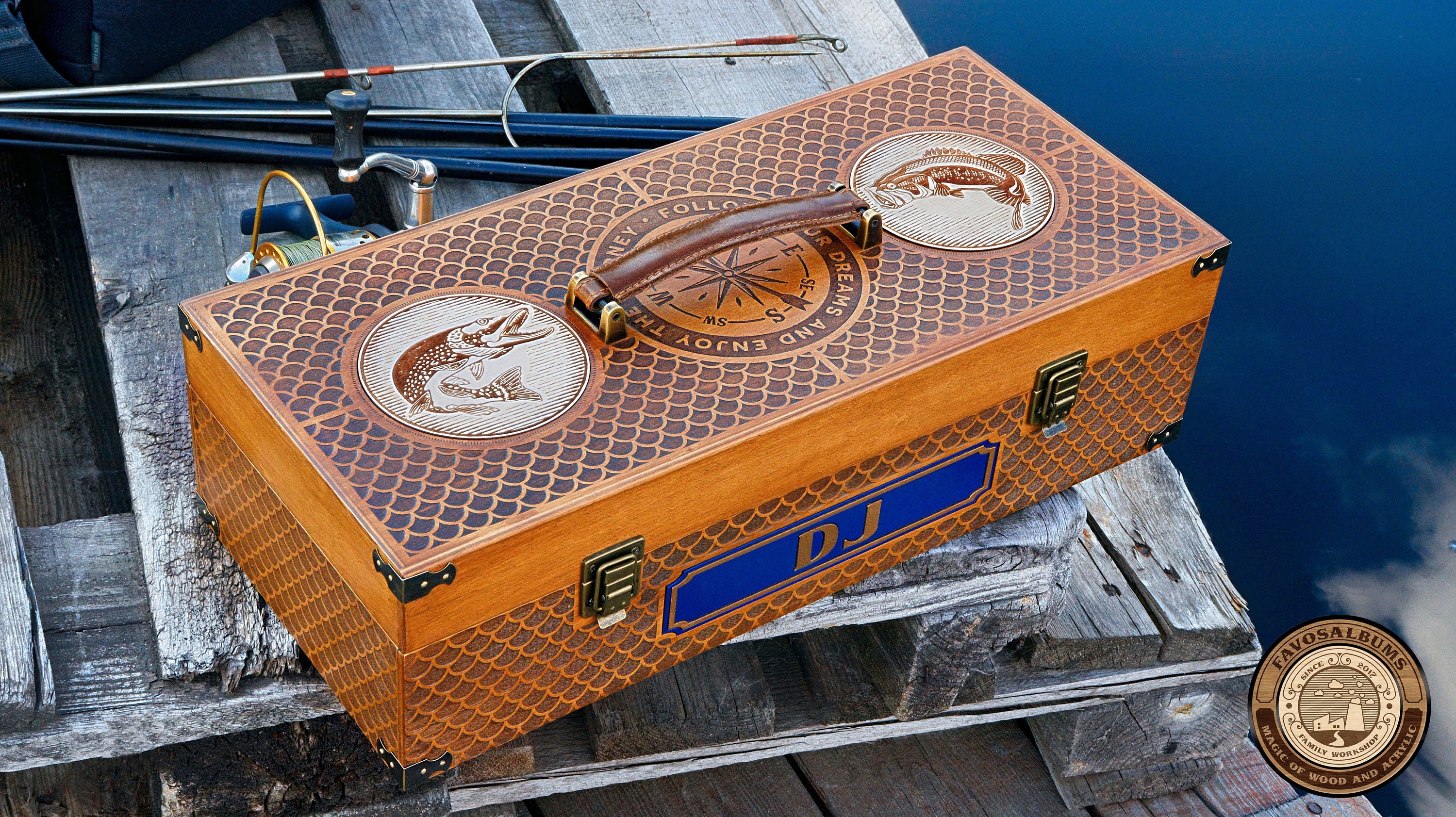 Custom Tackle Box, Wooden Box for Lure and Bait Storage, Luxury