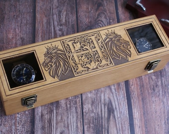 HEAR ME ROAR Personalized Lion Design Watch Box, Handmade Engraved Wood Gift