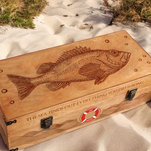 Rockfish Fishing, 100% Customized Handmade Tackle Box, VIP Gift For Fisherman, Vip Gift For Retired, Wood Case For Fishing Lure Collection