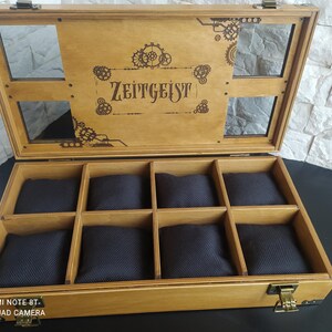 Custom 8-slot Watch Box in Steampunk Style , Handmade Wooden Watch Organizer, Gift For Zoomer image 3
