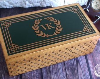 Custom Family Jubilee Gift, Honour And Glory Design, Handmade Wooden Organizer, King Design, Monogram Design, Vintage Style Organizer