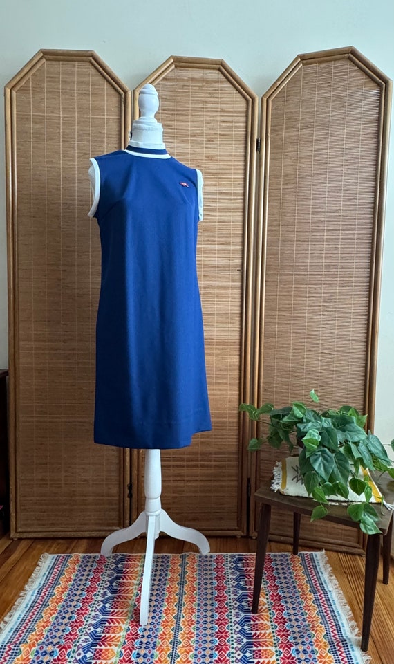 Navy Blue Vintage 70s Sleeveless Tennis Dress with