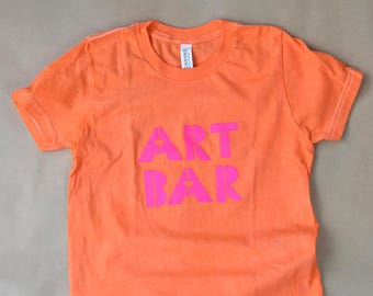 Art Bar Kids T-shirt - 100% cotton, hand-dyed, silkscreened, unisex - Artsy/Hipster Kids T-shirt