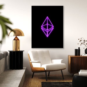 Ethereum Neon ETH Cryptocurrency Crypto Canvas Print Wall Art Home Decor