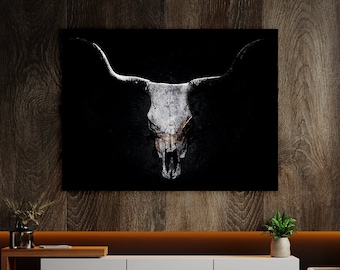 Bull Skull Canvas Print Wall Art Home Decor Poster Painting