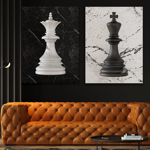 Chess Wall Art Chess King Canvas Print Chess Pieces Wall Etsy