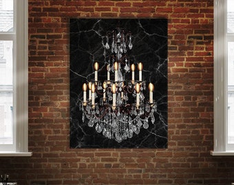 Gothic Vintage Crystal Chandelier Royal Canvas Painting Wall Art Pop Home Decor Poster