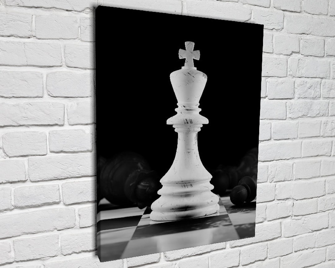 Sense Canvas Chess King & Queen Canvas Art - Black & White Piece Checkmate  Wall Art Canvas Home Decor Painting Wall Art Home Décor Print Poster