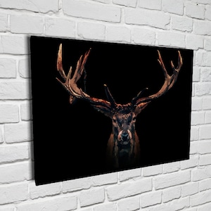 Deer Stag Head Black Canvas Wall Art Pop Poster Home Decor Painting