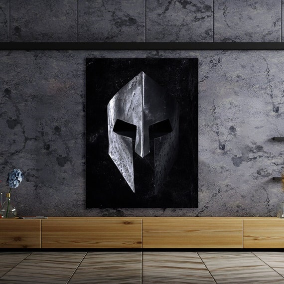 Spartan Helmet Molon Labe Canvas Print Wall Art Home Decor - Etsy