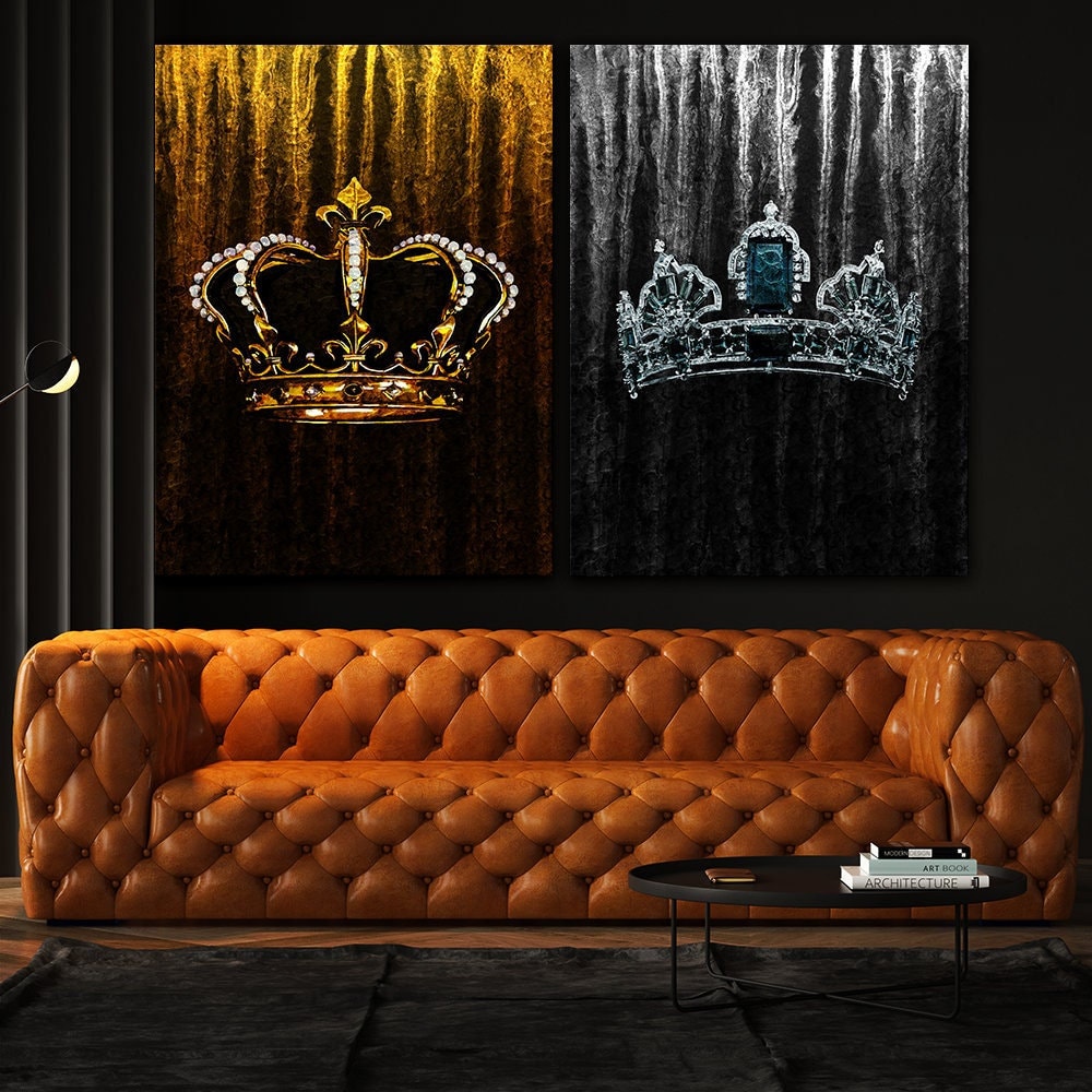 King Queen Couple His and Hers Canvas Wall Art Pop Home Decor