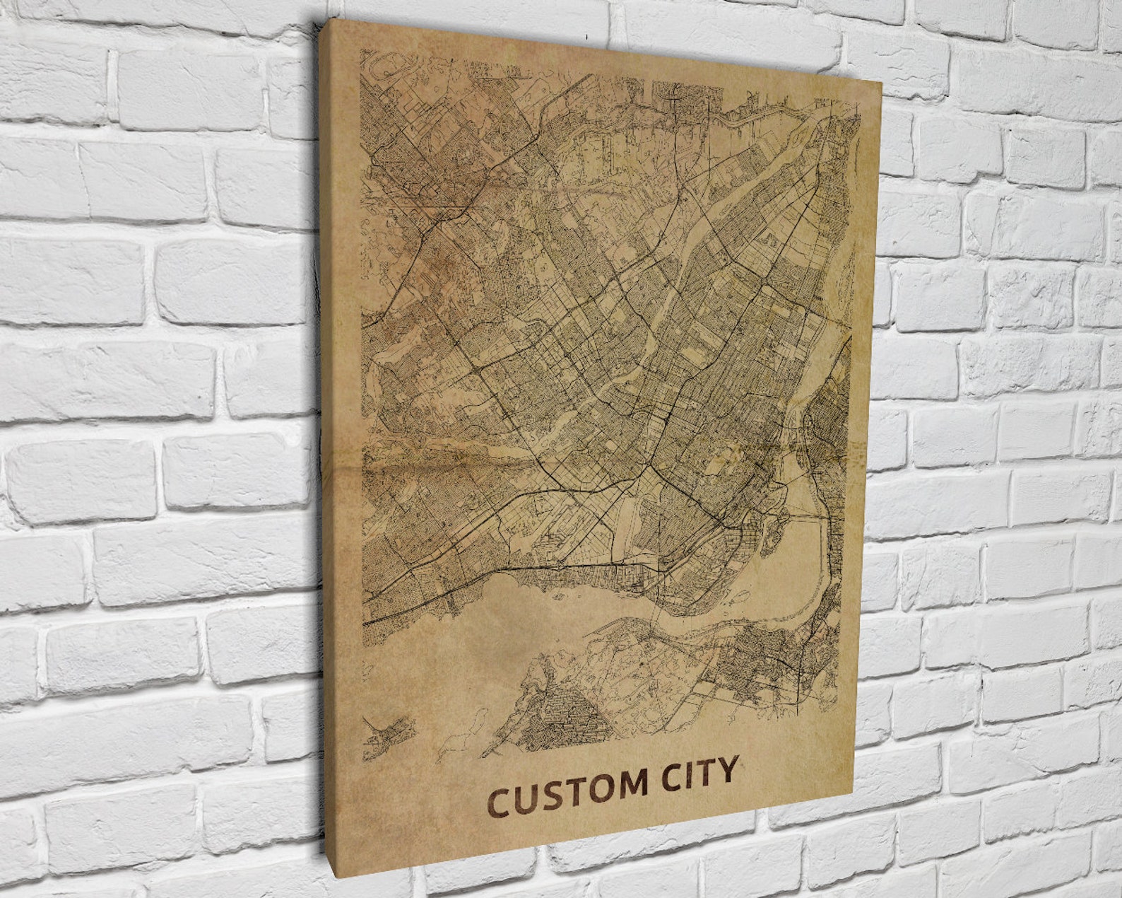 Custom Vintage City Map Road Print Canvas Wall Art Pop Gift Etsy