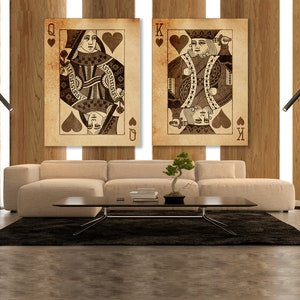 King & Queen of Hearts Gold Playing Card Canvas Print Wall Art - Etsy