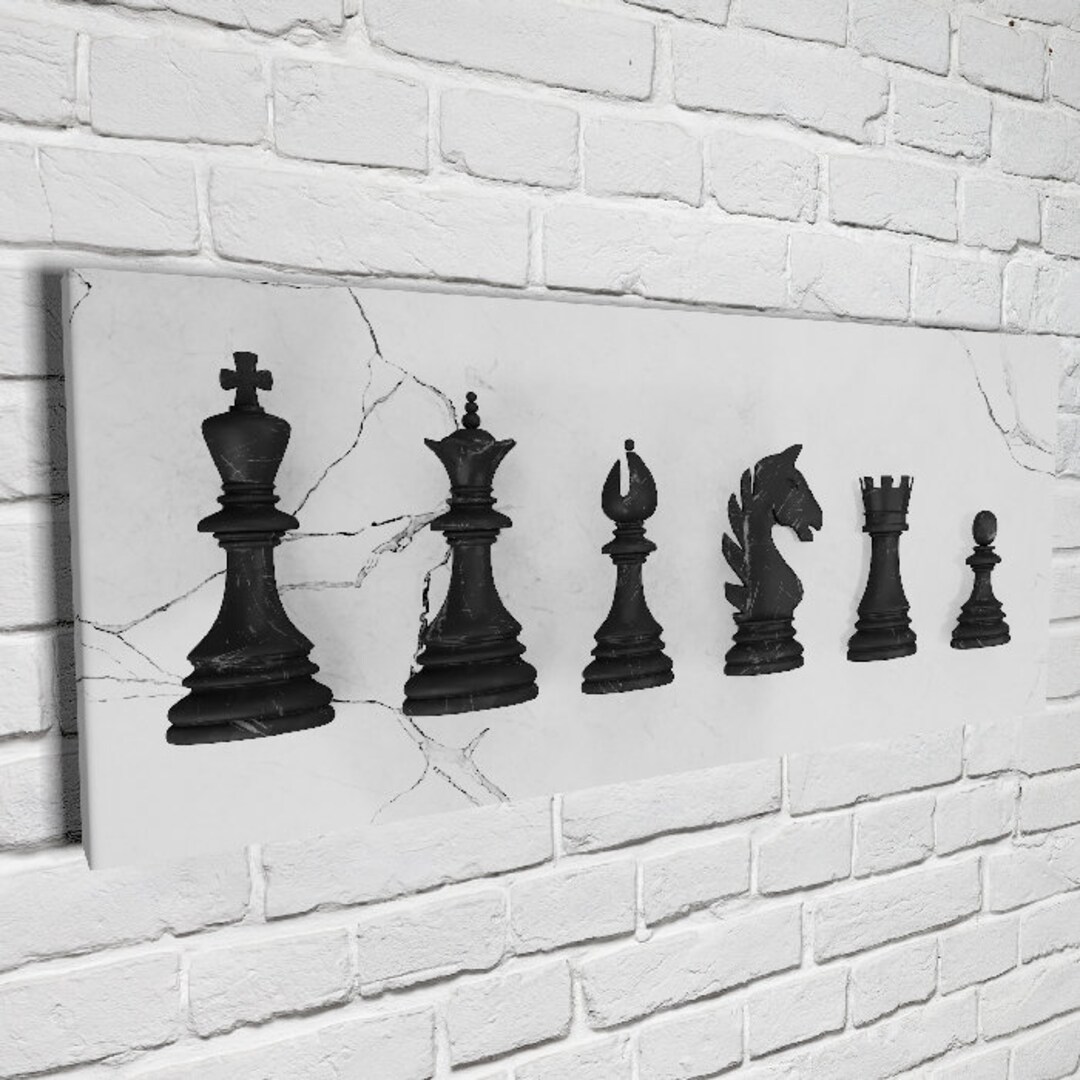 Chess Pieces Black Canvas Print Wall Art Home Decor Poster Painting - Etsy