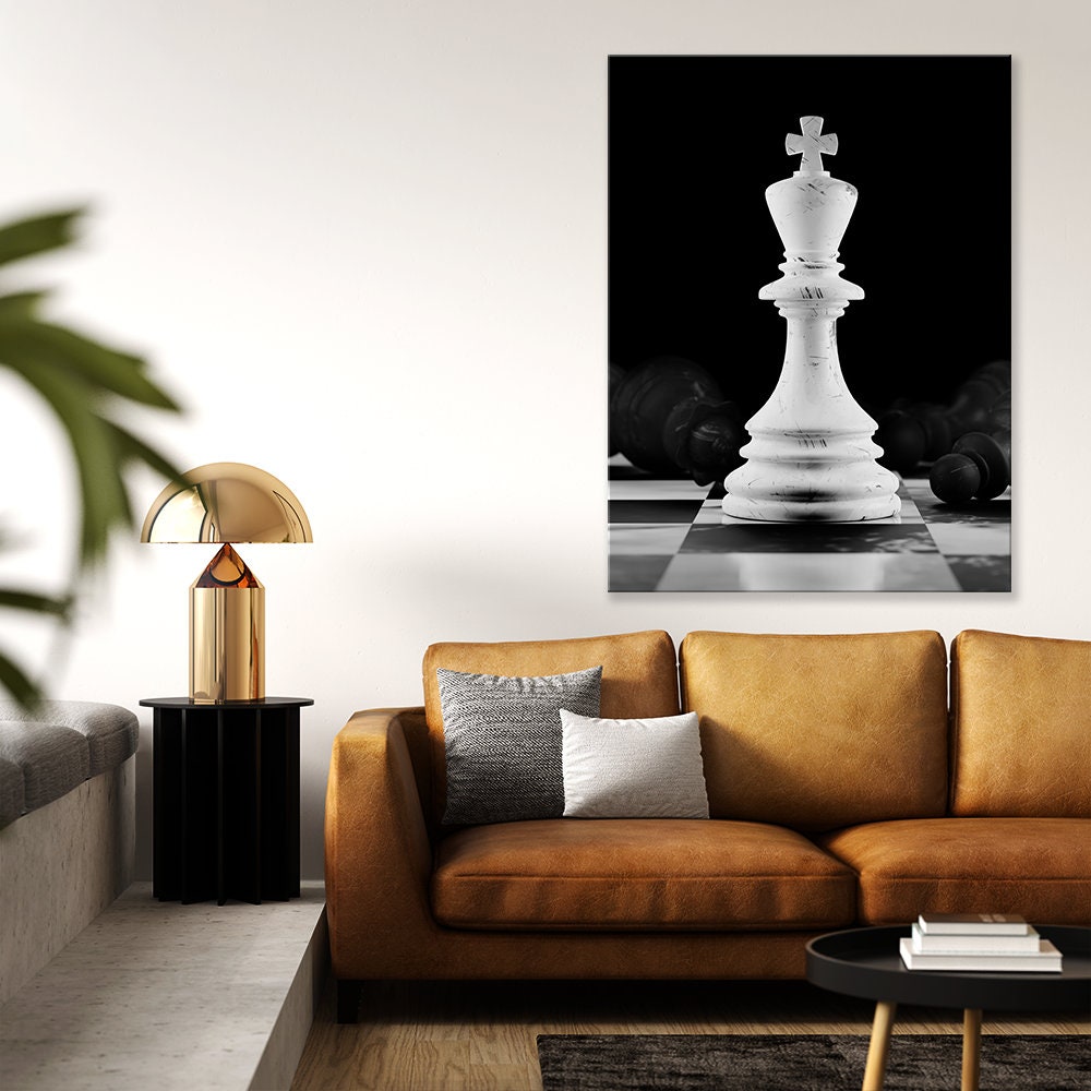 Sense Canvas Chess King & Queen Canvas Art - Black & White Piece Checkmate  Wall Art Canvas Home Decor Painting Wall Art Home Décor Print Poster