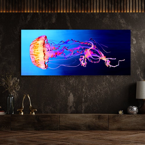 Colorful Jellyfish Canvas Wall Art Print Poster Print Decor Etsy