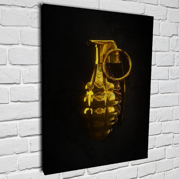 Grenade Gold Canvas Wall Art Pop