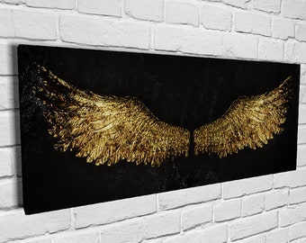 Angel Wings Gold Canvas Print Wall Art Home Decor