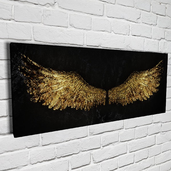 Impression d'art murale, toile ailes d'ange dorés, décoration d'intérieur