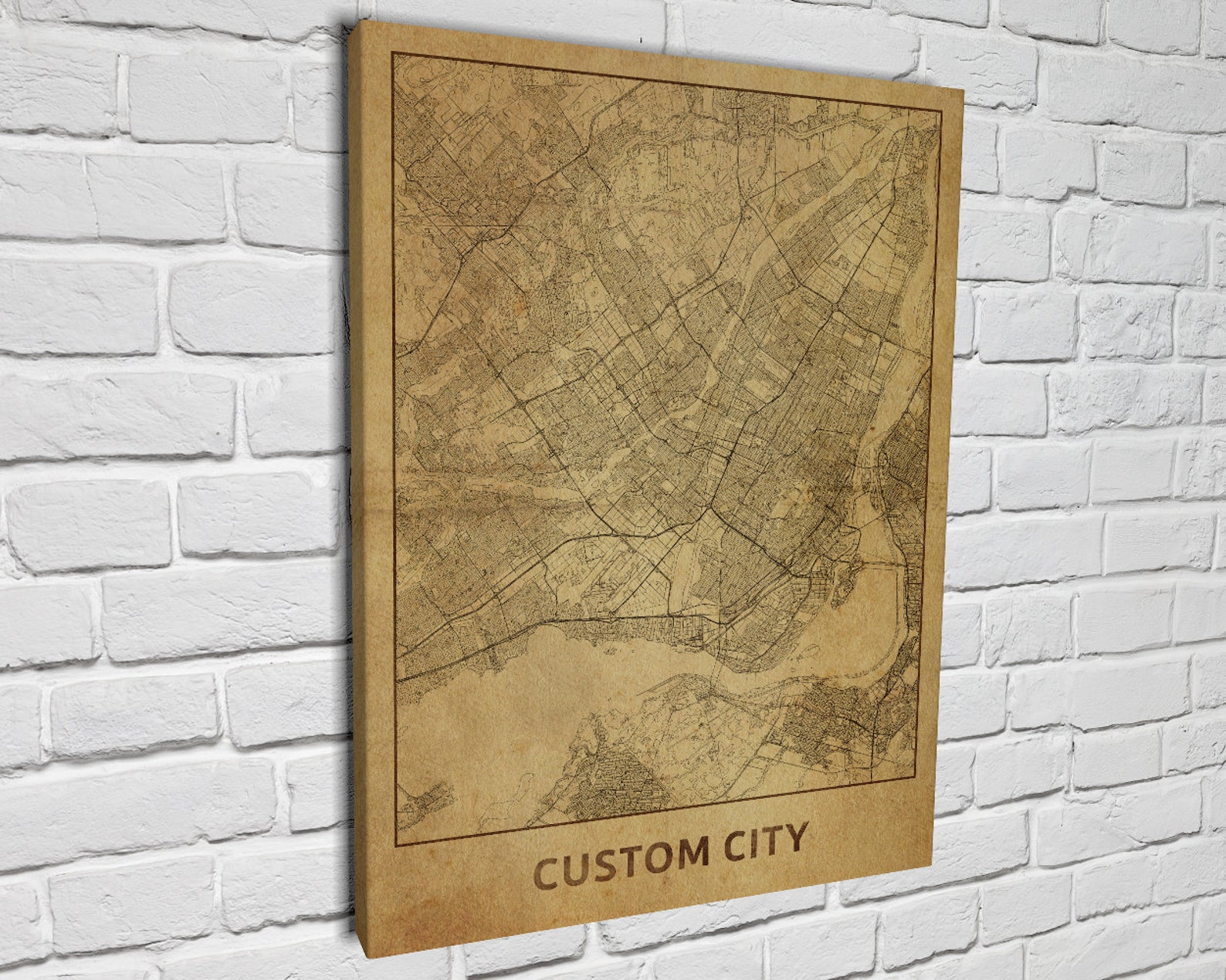 Custom Vintage City Map Road Print Canvas Wall Art Pop Gift | Etsy