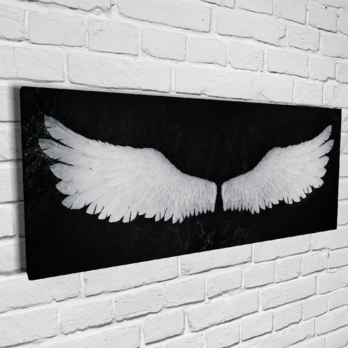 Angel Wings White Canvas Print Wall Art Home Decor Etsy