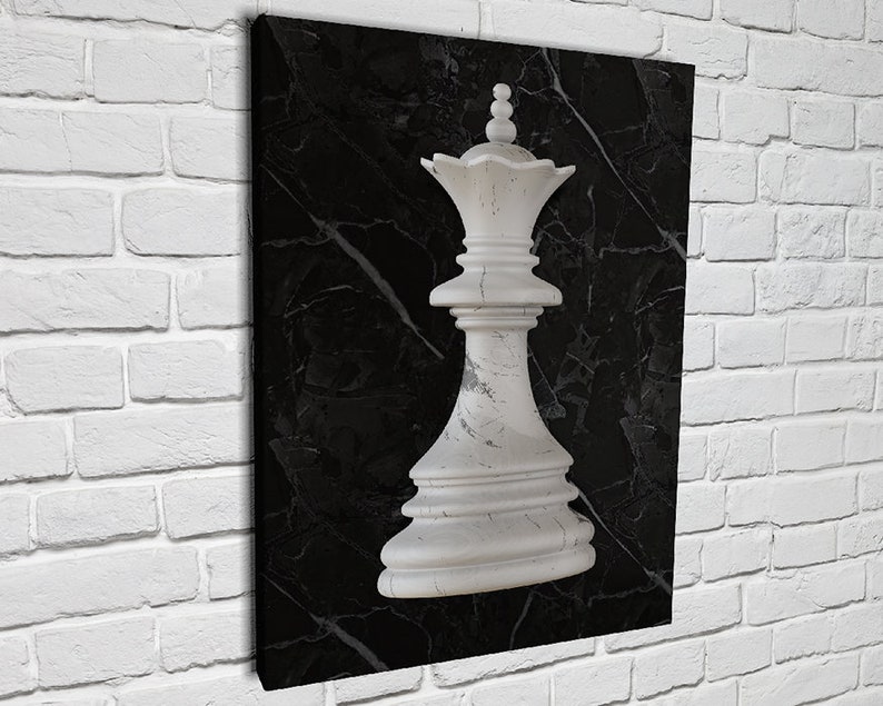 Chess King & Queen Black and White Canvas Print Wall Art Home - Etsy