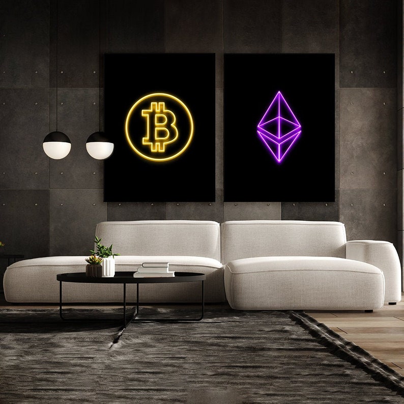 Bitcoin & Ethereum ETH BTC Cryptocurrency Crypto Trader Trading Market Office Set Wall Art Pop Poster Home Decor image 1