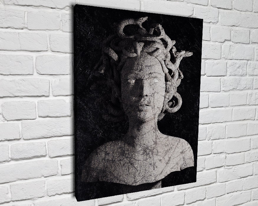 Medusa Statue Stone Bust Greek Canvas Wall Art Pop Poster Home Etsy