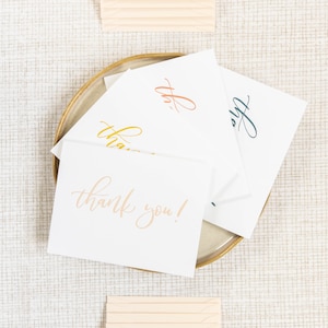 Letterpress Thank You Cards in Blush Pink, Coral, Yellow, + Teal with Envelopes | Thank You Card for Wedding, Bridal Shower, Baby Shower