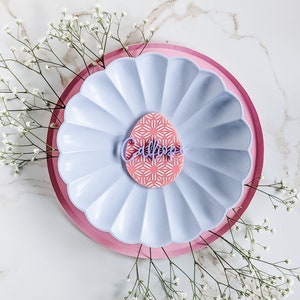 Carte de lieu d’oeuf de Pâques gravée avec un nom en acrylique stratifié | Carte acrylique Easter Egg Place | Carte acrylique Easter Egg Place | Étiquette de panier de Pâques