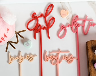 Galentines Cocktail Stirrers | Cocktail Stir Stick | Galentines Brunch Décor | Valentines Party Décor | SET of 8