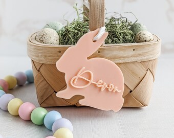 Easter Bunny Basket Tag | Acrylic Easter Bunny | Layered Acrylic Bunny Tag | Blush Easter Bunny Place Card