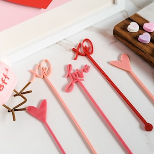 Galentines cocktailroerders | Cocktailroerstaafje | Brunchdecor Galentines | Decoraties voor Valentijnsdag | SET van 10