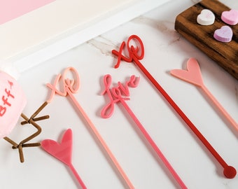 Galentines Cocktail Stirrers | Cocktail Stir Stick | Galentines Brunch Décor | Valentines Party Décor | SET of 10