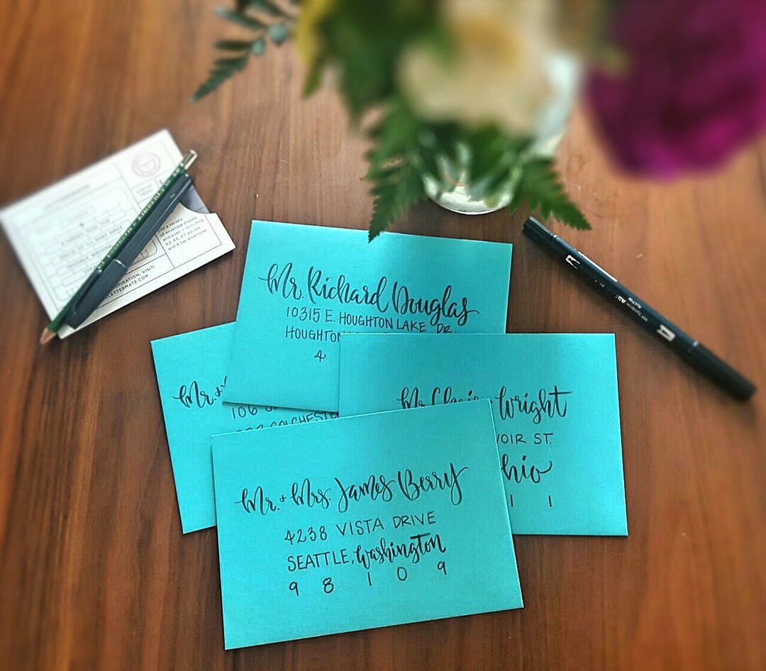 Modern Calligraphy Wedding Envelope Calligraphy Envelope Etsy