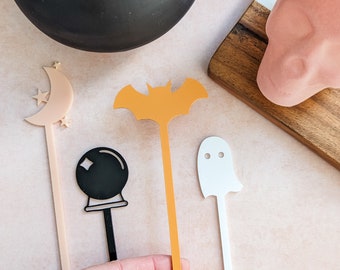 Halloween Cocktail Stirrers | Cocktail Stir Stick | Ghoul Squad Bachelorette Party | The Spooky One | Hocus Pocus Party | SET of 8